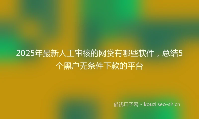 2025年最新人工审核的网贷有哪些软件，总结5个黑户无条件下款的平台