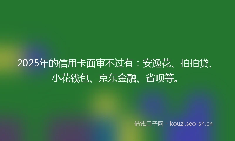 2025年的信用卡面审不过有：安逸花、拍拍贷、小花钱包、京东金融、省呗等。