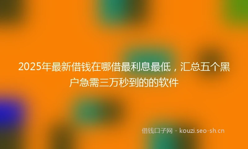 2025年最新借钱在哪借最利息最低，汇总五个黑户急需三万秒到的的软件