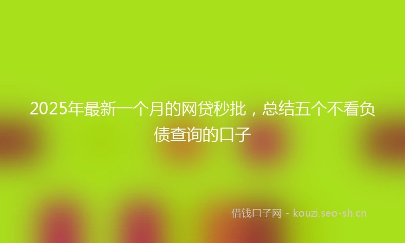 2025年最新一个月的网贷秒批，总结五个不看负债查询的口子
