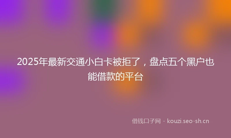 2025年最新交通小白卡被拒了，盘点五个黑户也能借款的平台