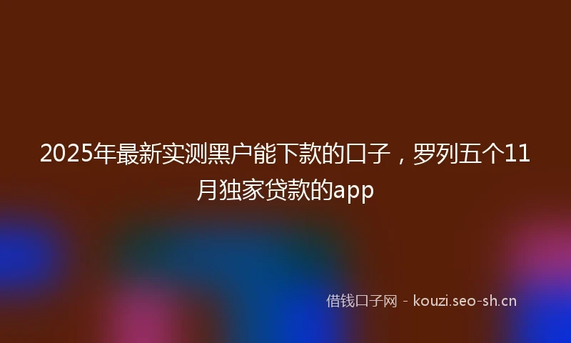2025年最新实测黑户能下款的口子，罗列五个11月独家贷款的app