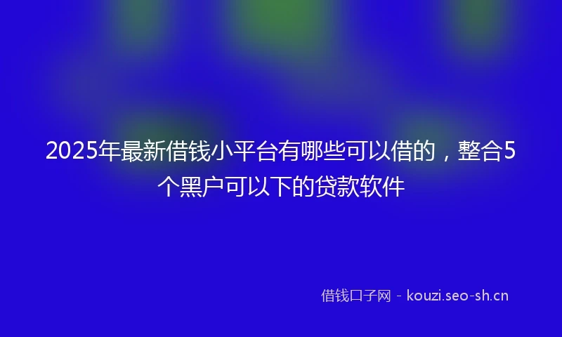 2025年最新借钱小平台有哪些可以借的，整合5个黑户可以下的贷款软件