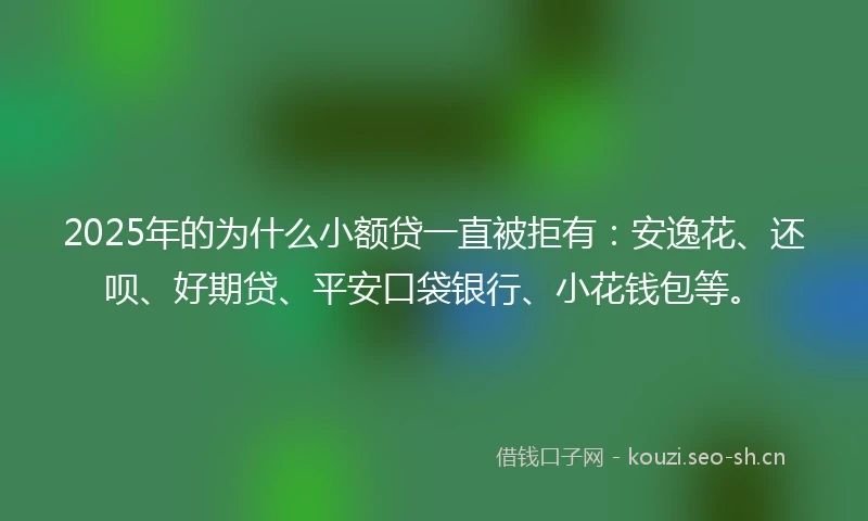 2025年的为什么小额贷一直被拒有：安逸花、还呗、好期贷、平安口袋银行、小花钱包等。
