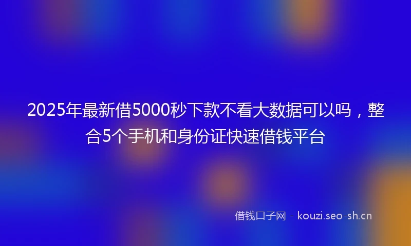2025年最新借5000秒下款不看大数据可以吗，整合5个手机和身份证快速借钱平台