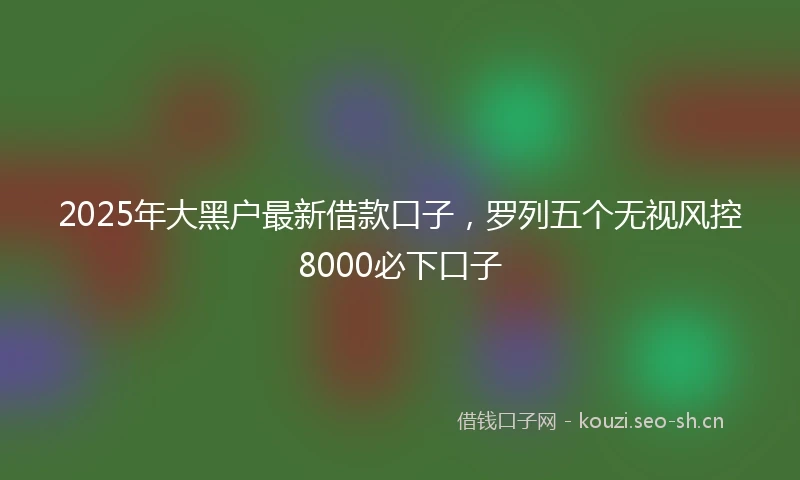 2025年大黑户最新借款口子，罗列五个无视风控8000必下口子