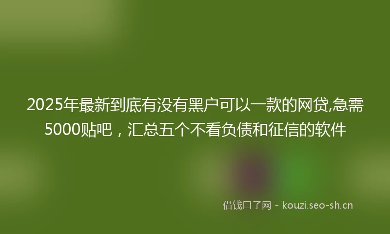 2025年最新到底有没有黑户可以一款的网贷,急需5000贴吧，汇总五个不看负债和征信的软件