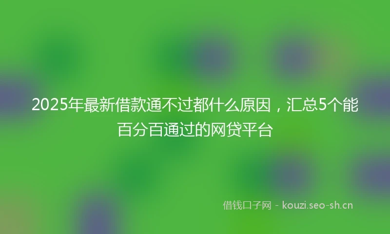 2025年最新借款通不过都什么原因，汇总5个能百分百通过的网贷平台