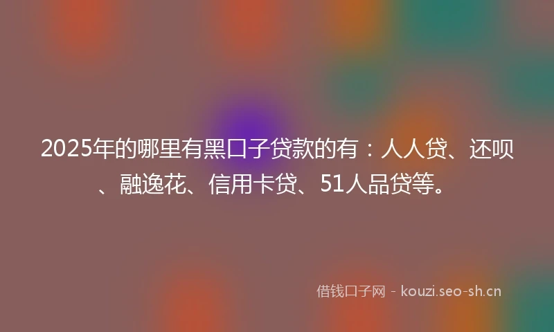 2025年的哪里有黑口子贷款的有：人人贷、还呗、融逸花、信用卡贷、51人品贷等。