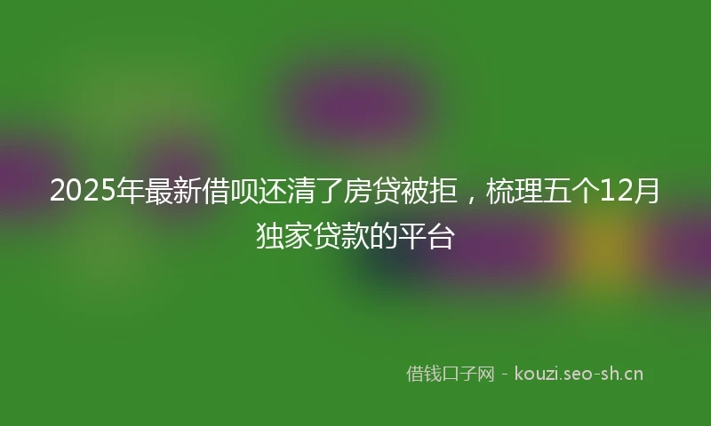 2025年最新借呗还清了房贷被拒，梳理五个12月独家贷款的平台