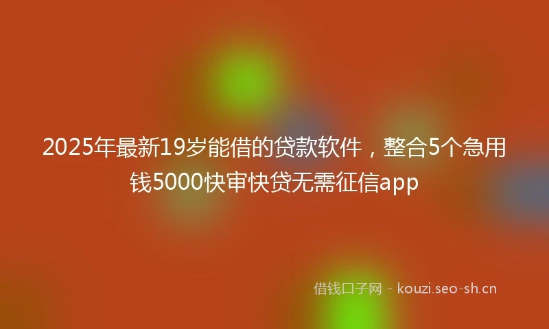 2025年最新19岁能借的贷款软件，整合5个急用钱5000快审快贷无需征信app