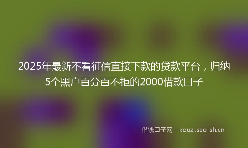 2025年最新不看征信直接下款的贷款平台，归纳5个黑户百分百不拒的2000借款口子