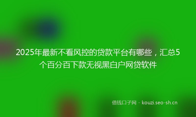 2025年最新不看风控的贷款平台有哪些，汇总5个百分百下款无视黑白户网贷软件