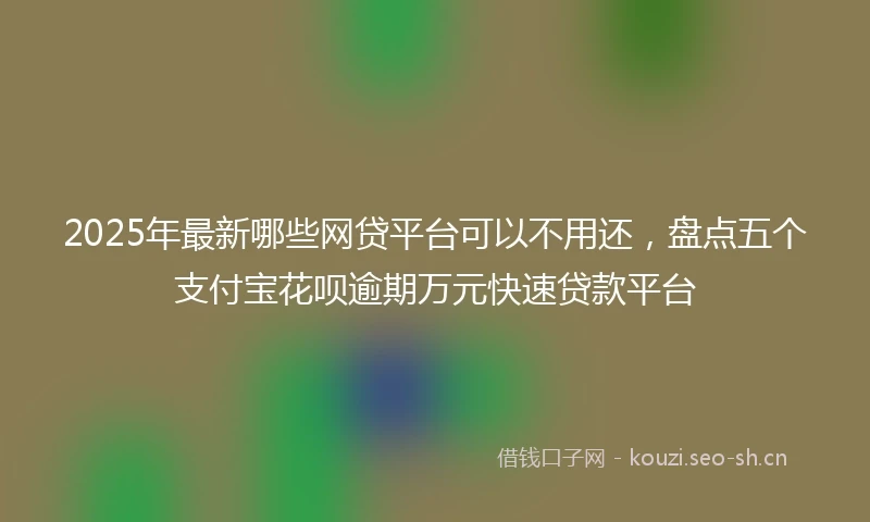 2025年最新哪些网贷平台可以不用还，盘点五个支付宝花呗逾期万元快速贷款平台