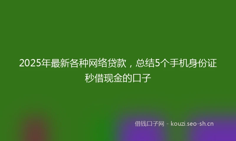 2025年最新各种网络贷款，总结5个手机身份证秒借现金的口子