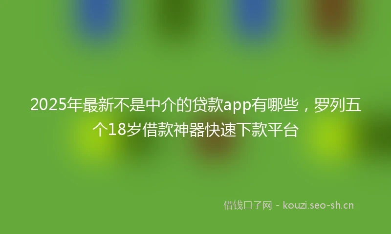 2025年最新不是中介的贷款app有哪些，罗列五个18岁借款神器快速下款平台