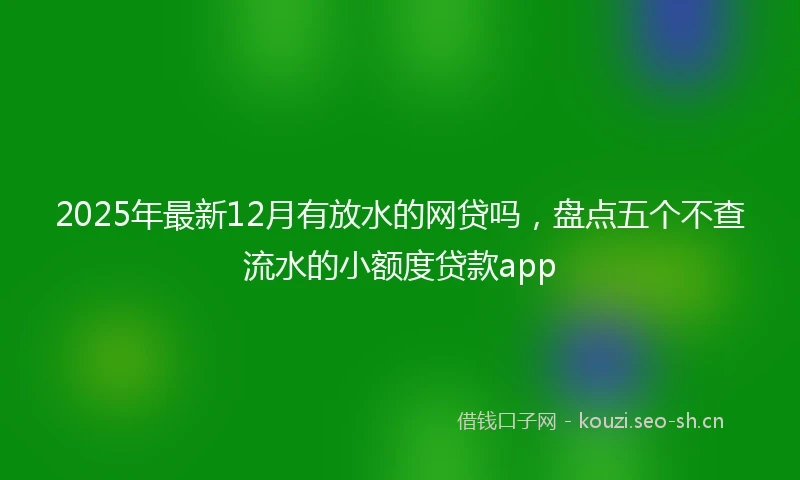 2025年最新12月有放水的网贷吗，盘点五个不查流水的小额度贷款app