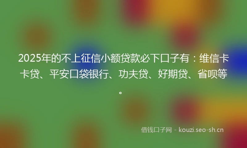 2025年的不上征信小额贷款必下口子有：维信卡卡贷、平安口袋银行、功夫贷、好期贷、省呗等。