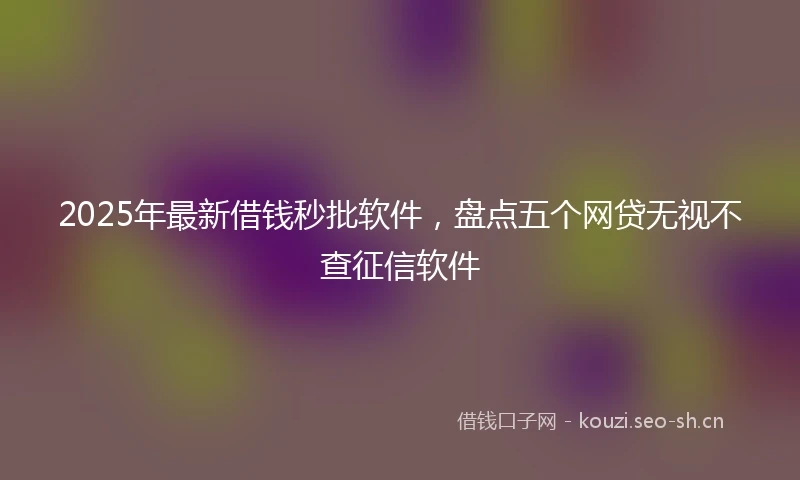 2025年最新借钱秒批软件，盘点五个网贷无视不查征信软件