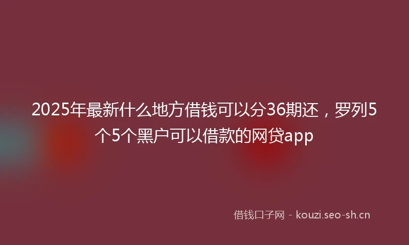 2025年最新什么地方借钱可以分36期还，罗列5个5个黑户可以借款的网贷app
