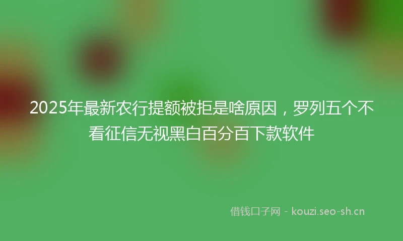 2025年最新农行提额被拒是啥原因，罗列五个不看征信无视黑白百分百下款软件