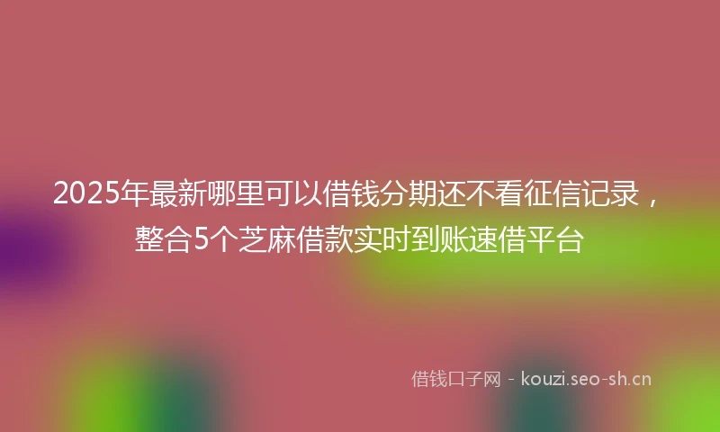 2025年最新哪里可以借钱分期还不看征信记录，整合5个芝麻借款实时到账速借平台