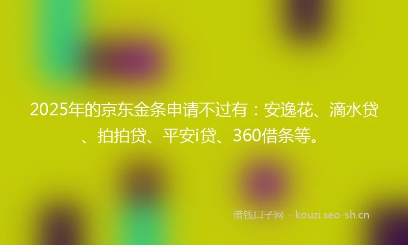 2025年的京东金条申请不过有：安逸花、滴水贷、拍拍贷、平安i贷、360借条等。
