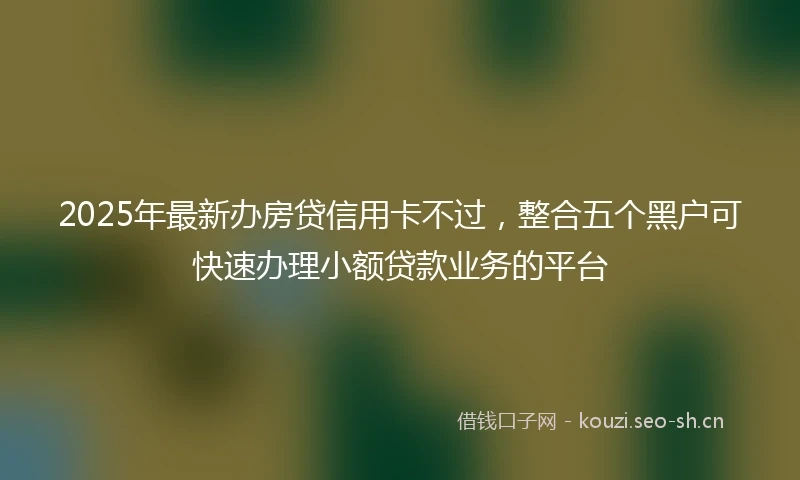 2025年最新办房贷信用卡不过，整合五个黑户可快速办理小额贷款业务的平台