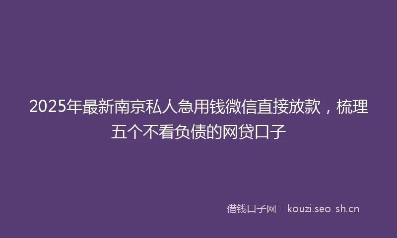 2025年最新南京私人急用钱微信直接放款，梳理五个不看负债的网贷口子