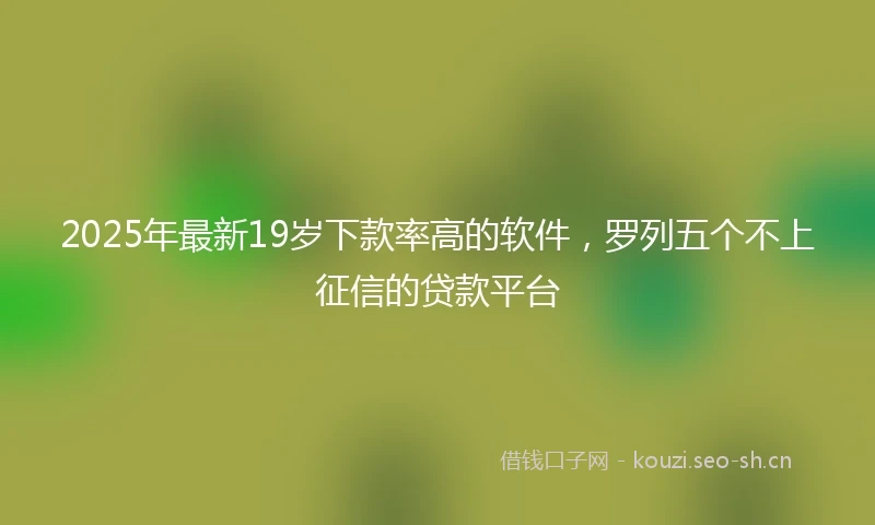 2025年最新19岁下款率高的软件，罗列五个不上征信的贷款平台