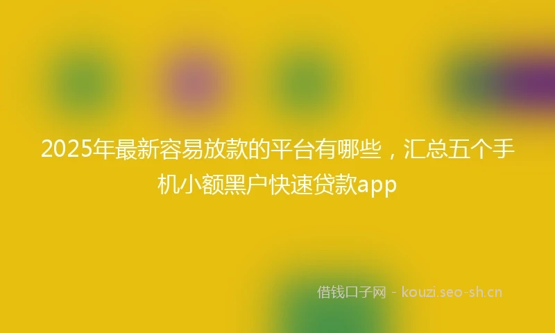 2025年最新容易放款的平台有哪些，汇总五个手机小额黑户快速贷款app