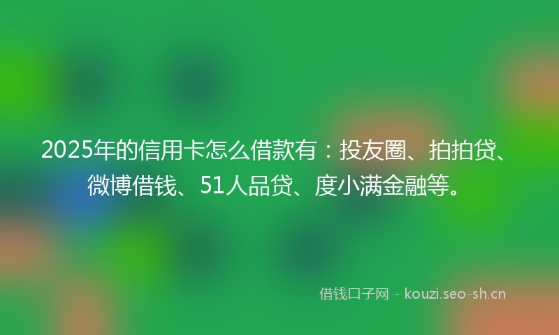 2025年的信用卡怎么借款有：投友圈、拍拍贷、微博借钱、51人品贷、度小满金融等。