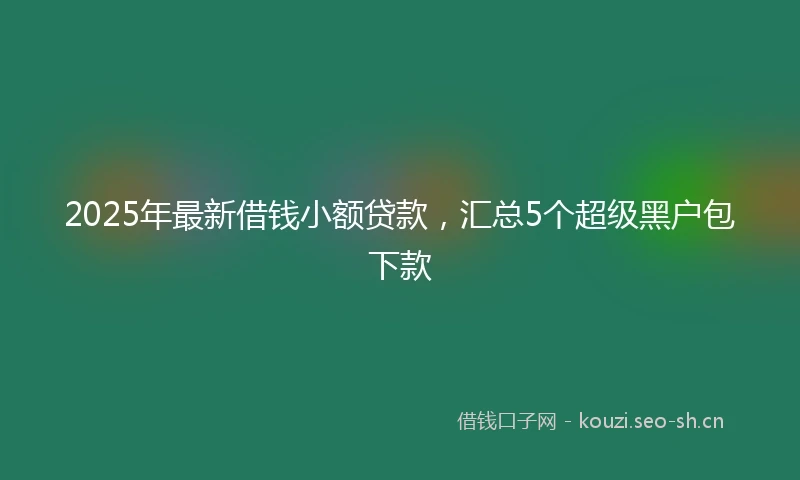 2025年最新借钱小额贷款，汇总5个超级黑户包下款