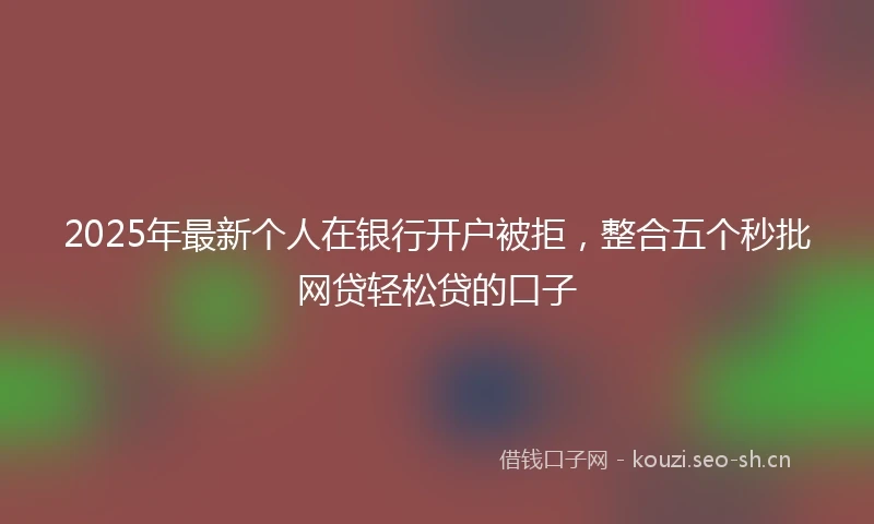 2025年最新个人在银行开户被拒，整合五个秒批网贷轻松贷的口子