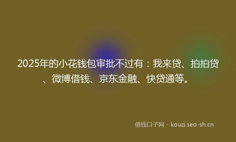 2025年的小花钱包审批不过有：我来贷、拍拍贷、微博借钱、京东金融、快贷通等。