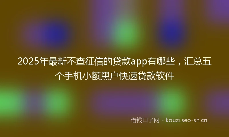 2025年最新不查征信的贷款app有哪些，汇总五个手机小额黑户快速贷款软件