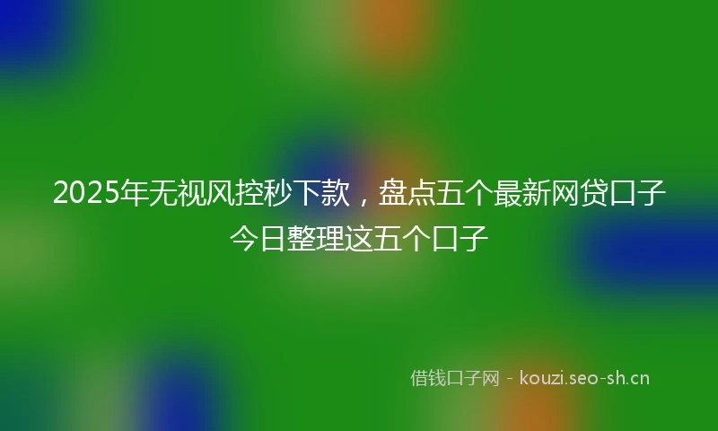 2025年无视风控秒下款，盘点五个最新网贷口子今日整理这五个口子