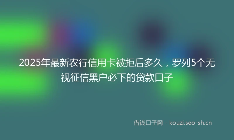 2025年最新农行信用卡被拒后多久，罗列5个无视征信黑户必下的贷款口子