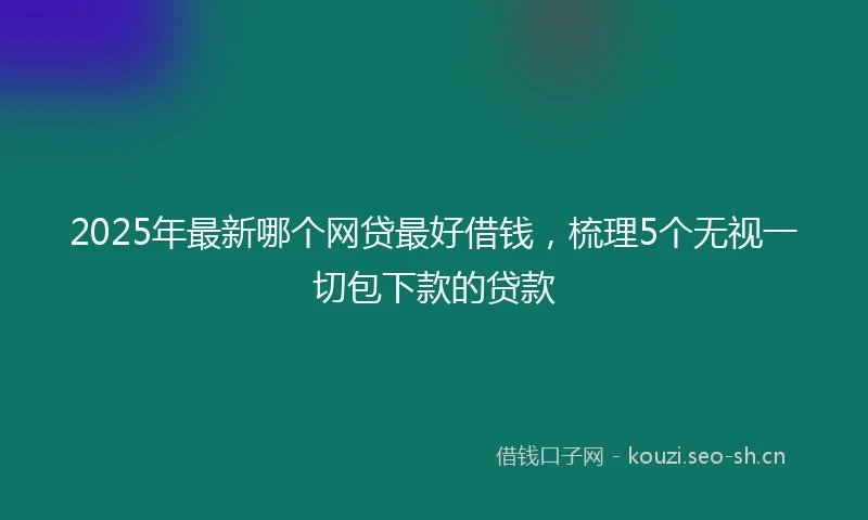 2025年最新哪个网贷最好借钱，梳理5个无视一切包下款的贷款