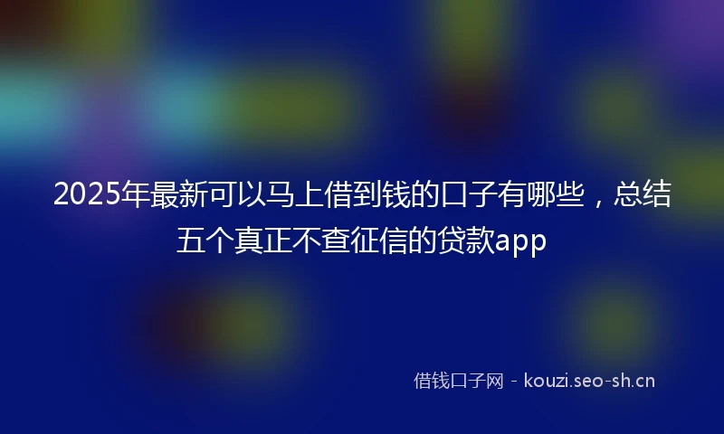 2025年最新可以马上借到钱的口子有哪些，总结五个真正不查征信的贷款app