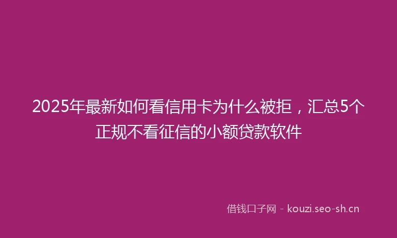 2025年最新如何看信用卡为什么被拒，汇总5个正规不看征信的小额贷款软件