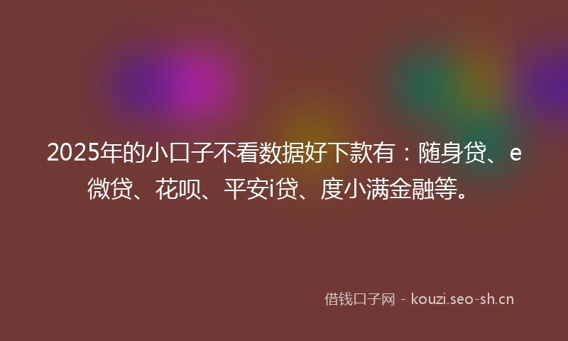 2025年的小口子不看数据好下款有：随身贷、e微贷、花呗、平安i贷、度小满金融等。