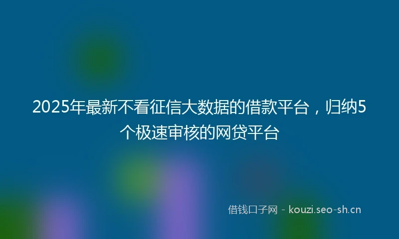 2025年最新不看征信大数据的借款平台，归纳5个极速审核的网贷平台