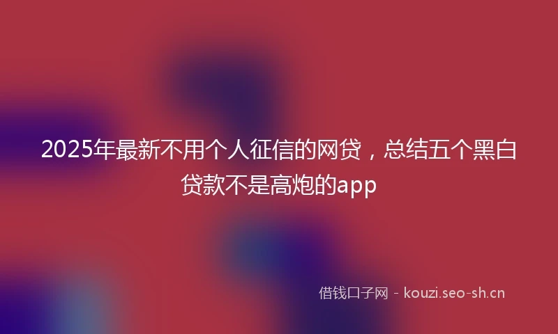2025年最新不用个人征信的网贷，总结五个黑白贷款不是高炮的app