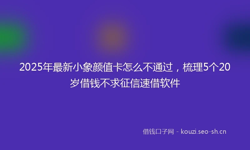 2025年最新小象颜值卡怎么不通过，梳理5个20岁借钱不求征信速借软件
