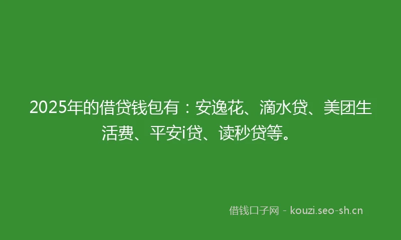 2025年的借贷钱包有：安逸花、滴水贷、美团生活费、平安i贷、读秒贷等。