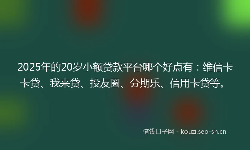 2025年的20岁小额贷款平台哪个好点有：维信卡卡贷、我来贷、投友圈、分期乐、信用卡贷等。