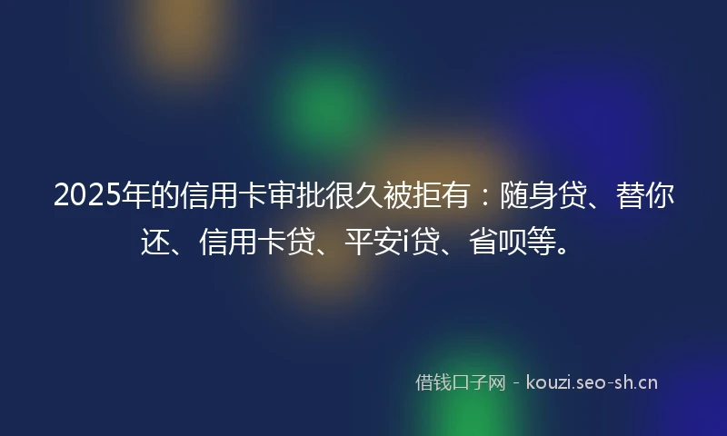 2025年的信用卡审批很久被拒有：随身贷、替你还、信用卡贷、平安i贷、省呗等。