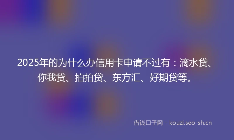 2025年的为什么办信用卡申请不过有：滴水贷、你我贷、拍拍贷、东方汇、好期贷等。