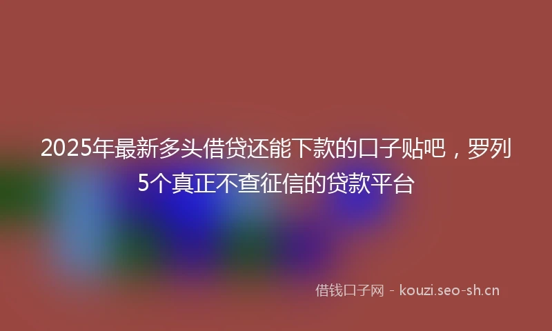 2025年最新多头借贷还能下款的口子贴吧，罗列5个真正不查征信的贷款平台